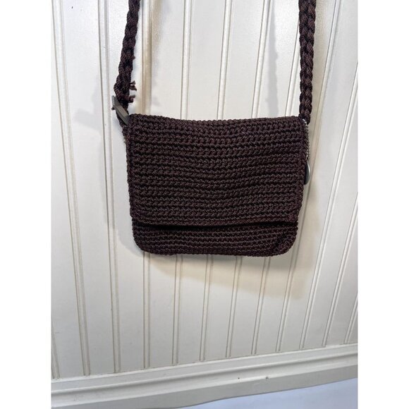 THE Sak Crochet Crossbody Purse Small Mini 7” X 7” Excellent Brown - Picture 2 of 16